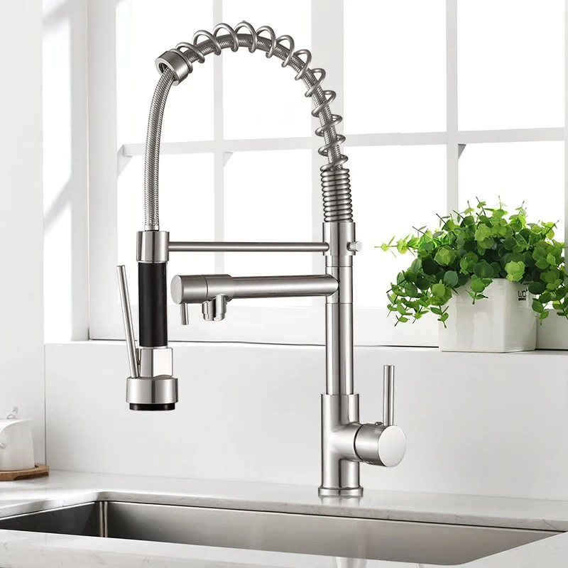 Robinet d'évier de cuisine extractible Argenté