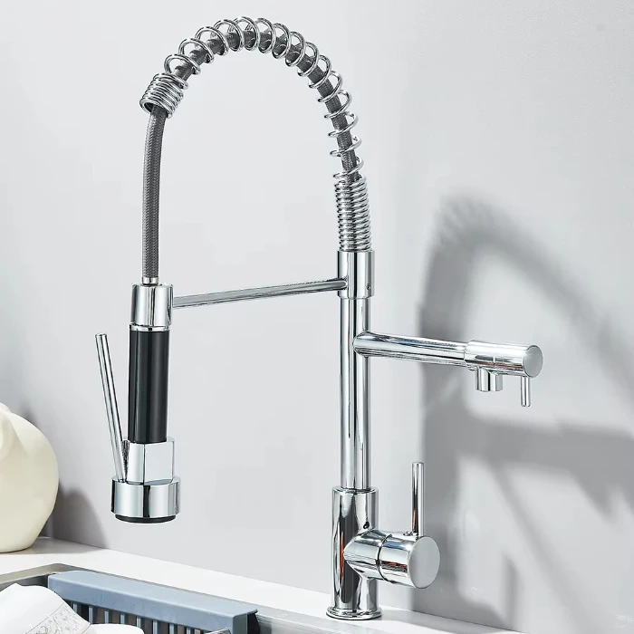 Robinet d'évier de cuisine extractible Argenté